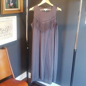 Umgee gray fringe tank dress